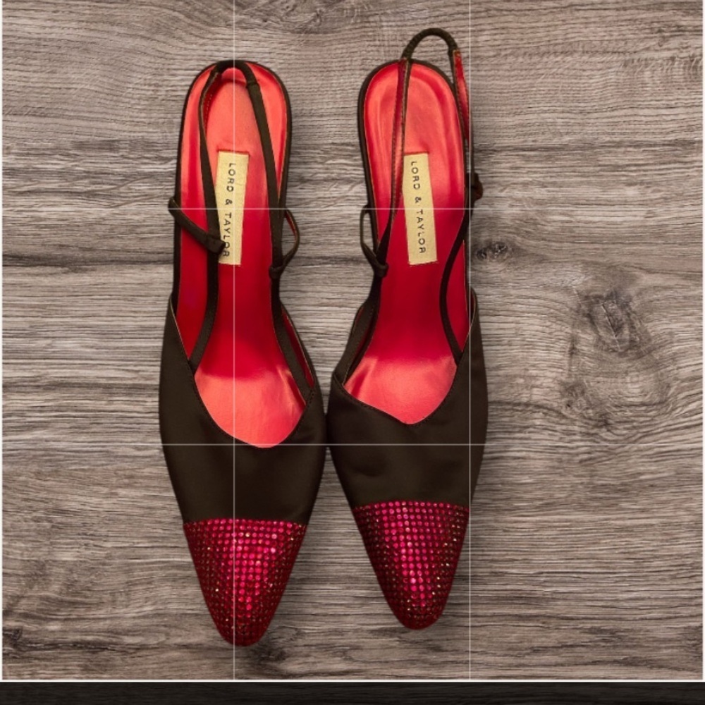 Vintage Lord and Taylor Sling Back Red Rhinestone Shoes. Size 7 - Picture 8 of 8